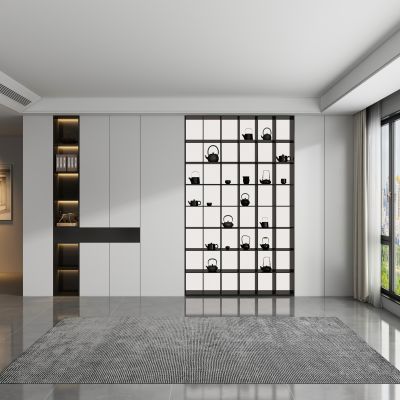 现代茶室 餐厅背景墙