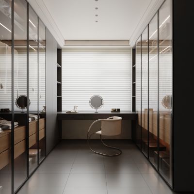 意式极简衣帽间 现代简约衣帽间 半开放式衣帽间