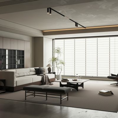  现代中古风客厅 横厅 大平层 宋式客厅