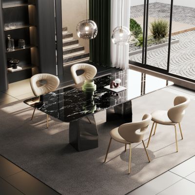 意式轻奢餐桌椅  大理石餐桌椅