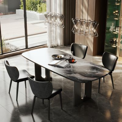 意式轻餐桌椅 现代轻奢餐桌椅 条桌