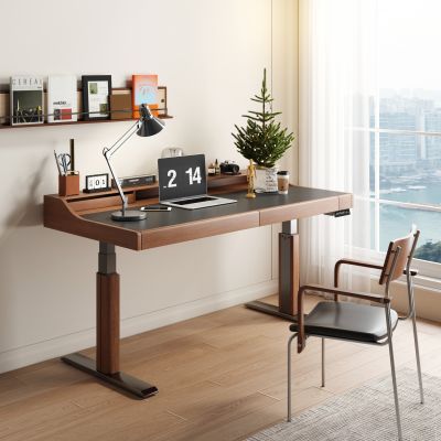 现代复古书桌 升降实木书桌 升降办公桌