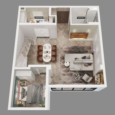 现代家装样板间鸟瞰图