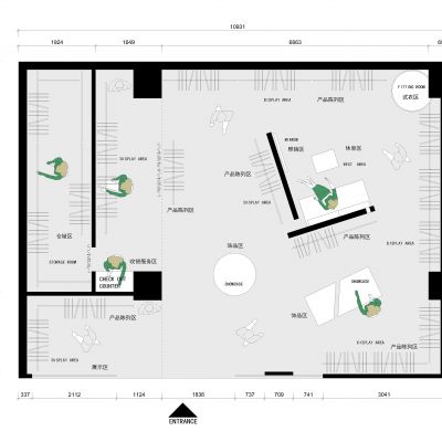 服装店鞋包饰品服饰平面布置图