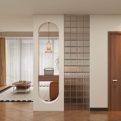 现代中古风玄关过道 隔断