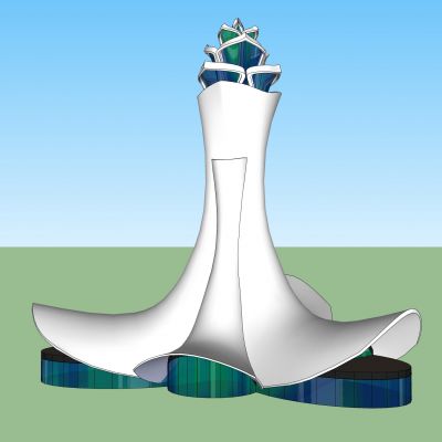 洛神之花标志性建筑SU模型