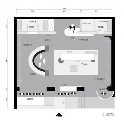 服装店鞋包饰品服饰平面布置图