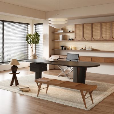 现代中古风书房 侘寂风书房 别墅书房