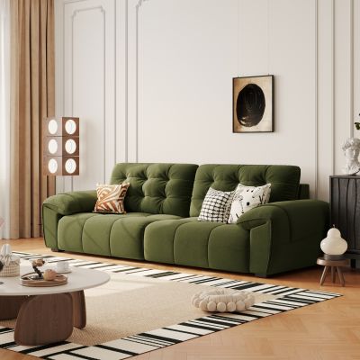 中古风复古沙发 三人沙发 布艺沙发 直排沙发