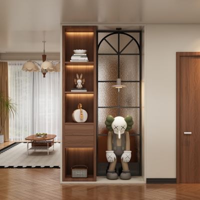 现代中古风玄关过道 隔断