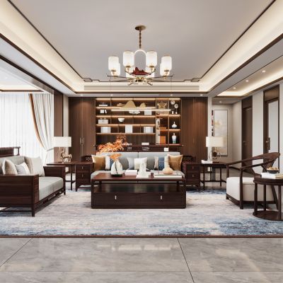 新中式客厅餐厅 厨房 玄关