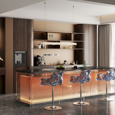 现代轻奢家居餐厅 意式吧台餐厅 开放式餐厅 吧台吧椅