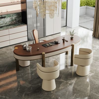 现代轻奢茶桌椅 实木茶桌椅 现代茶桌椅
