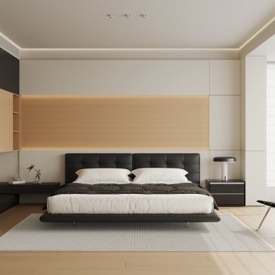 现代极简家居卧室 飘窗卧室 主卧