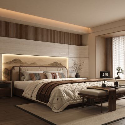 新中式卧室 宋式卧室 主卧 飘窗卧室 