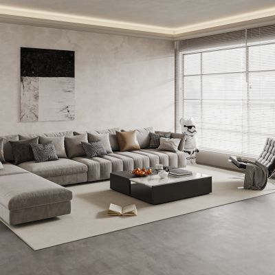 现代转角沙发  三人沙发组合