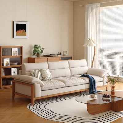 原木风沙发 实木沙发 布艺沙发 三人位沙发