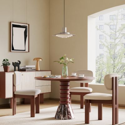 复古风圆餐桌椅 实木圆餐桌椅