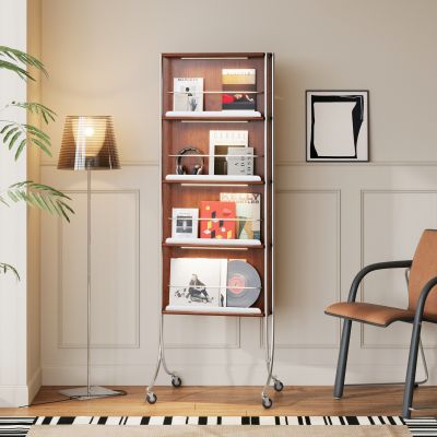 复古杂志架 全身试衣镜 可移动旋转书架 实木穿衣试衣镜