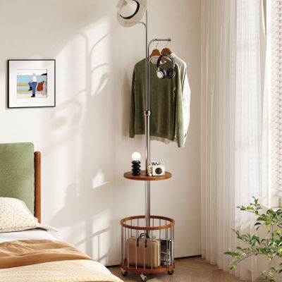 现代落地挂衣架 中古风落地移动挂衣架  置物架