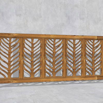 现代自然木质栏杆生态植物树叶围栏树枝原木镂空树叶护栏