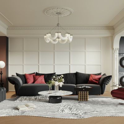 法式家居客厅 横厅 大平层 法式奶油风客厅