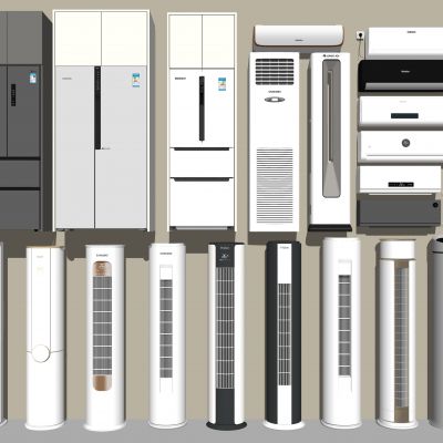 现代立式空调外机挂式空调双开门冰箱
