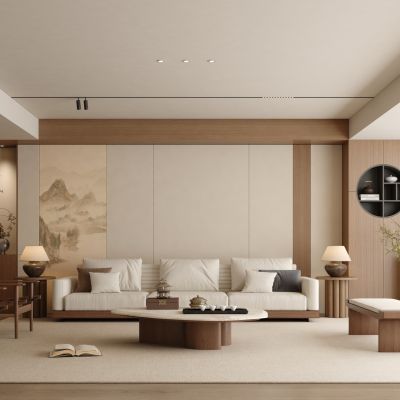 新中式客厅 宋式客厅 大平层 横厅