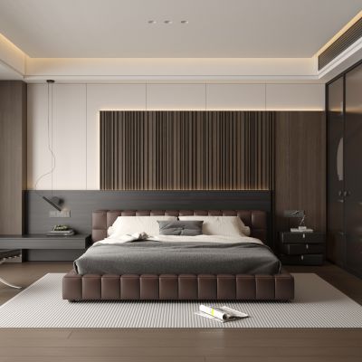 意式简约卧室  飘窗卧室 无主灯卧室 主卧