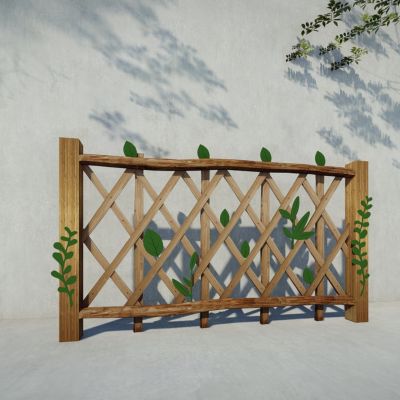 现代自然木质栏杆生态植物树叶围栏树枝原木镂空树叶护栏