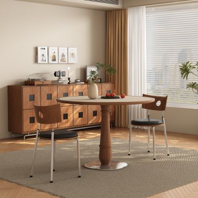 中古侘寂風(fēng)餐廳 餐桌椅3D模型