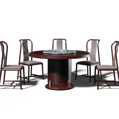 新中式宋式美學(xué)紅木圓餐桌