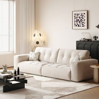 現代奶油風沙發(fā) 復古奶油風沙發(fā) 布藝沙發(fā)