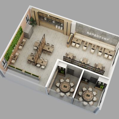 現代工裝餐廳樣板間