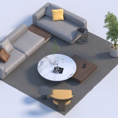 現代沙發(fā)茶幾組合