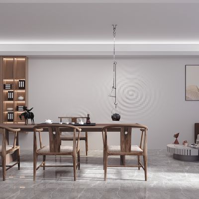 现代茶室，休息区，茶桌椅组合3D模型