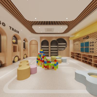 现代幼儿园，乐高构建室，手工室3D模型