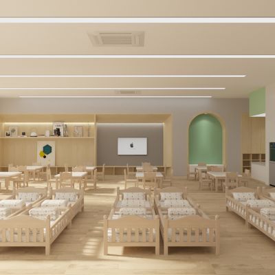 现代幼儿园,寝室教室3D模型