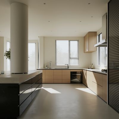 现代岛台厨房 奶油风开放式厨房 中岛台厨房