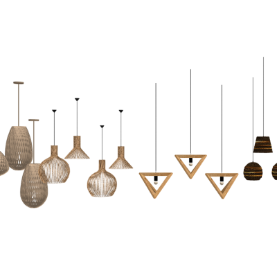 新中式竹編裝飾吊燈SU模型