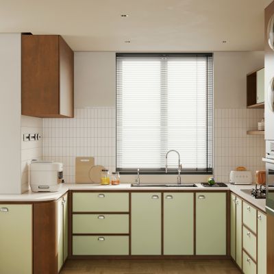 巴豪斯厨房 中古风开放式厨房 岛台厨房