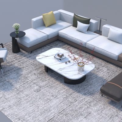 現(xiàn)代沙發(fā)茶幾組合3D模型