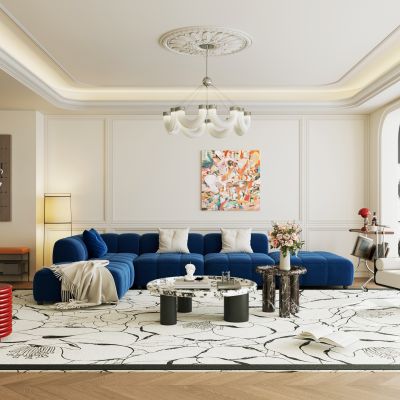 法式奶油風(fēng)客廳 大平層 橫廳3D模型