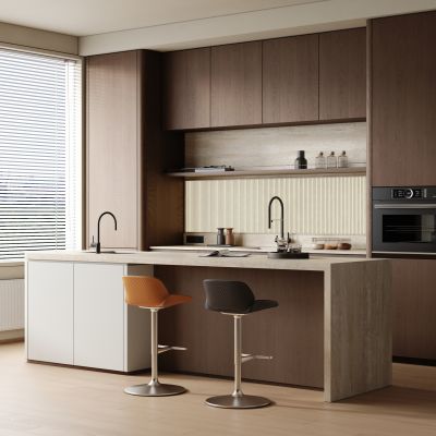 中古风吧台吧椅 复古风开放式厨房 中古风吧台区