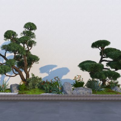 现代植物组合 花坛植物堆3D模型