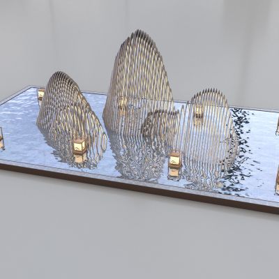 现代景观雕塑水景水池3D模型