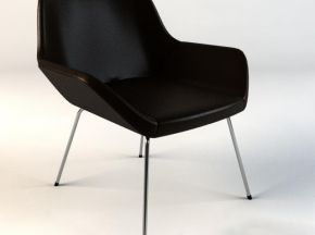 现代黑色皮革单人椅子
