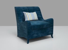 欧式蓝色布艺单人沙发