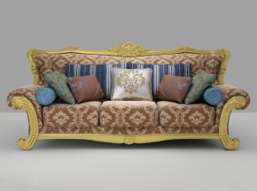 欧式浮雕布艺三人沙发