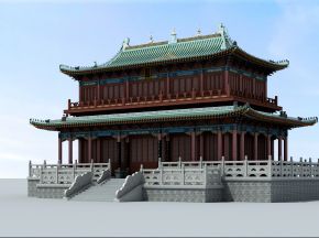 中式藏经阁建筑外观